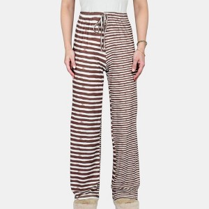 Anna-Kaci Lounge Women's Striped Drawstring Lounge Pants with Wide Leg and Soft Stretch Fabric - 1 of 4