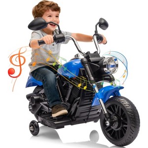 12V Kids Electric Motorcycle w/ Training Wheels, 3-Wheel Ride-on Toy, Reverse, LED Headlight, Horn & Music, 66LB Capacity - 1 of 4