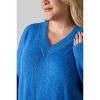 Women's FLUFFY V-NECK LONG JUMPER - mat fashion - 3 of 4