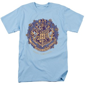 Harry Potter Happy Christmas From Hogwarts Adult T-Shirt Light Blue - 1 of 4