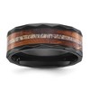 Chisel Black Zirconium Polished Faceted with Wood and Deer Antler Inlay 8mm Band Ring - 2 of 4
