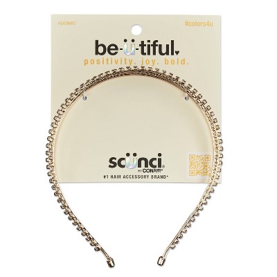 scünci be-ü-tiful Multi-Strand Rhinestone Embellished Metal Headband - Gold