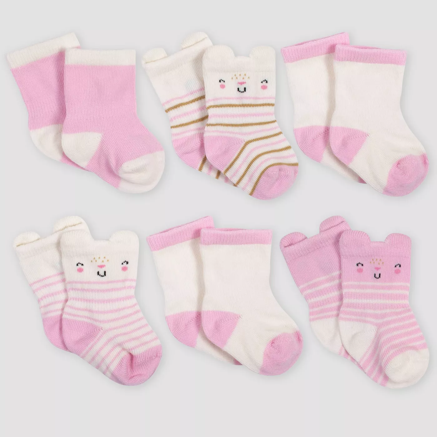 Gerber Baby Girls' 6pk Wiggle Proof Crew Socks