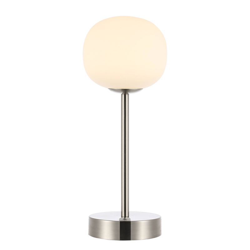 12.25&#34; Natalia Modern Minimalist Iron Rechargeable Integrated LED Table Lamp Nickel/White - JONATHAN Y, 1 of 14