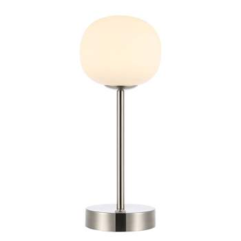 12.25" Natalia Modern Minimalist Iron Rechargeable Integrated LED Table Lamp Nickel/White - JONATHAN Y