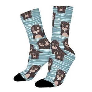 Otters Women Printed Crew Socks Funny Funky Socks Soft Polyester Novelty Gifts for Artists Men - 1 of 1