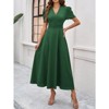 Coolmee Women's Summer Casual Dresses Puff Sleeve V-Neck A-line Flowy Midi Dress Evening Party Cocktail Dress - 3 of 4