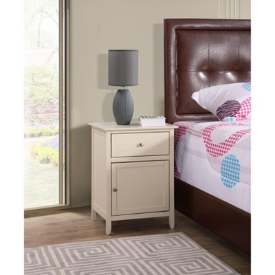 Lzzy Beige Solid & Manufactured Wood 1-Drawer Nightstand