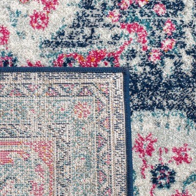 Navy and Fuchsia Synthetic Hand-Knotted Reversible Area Rug