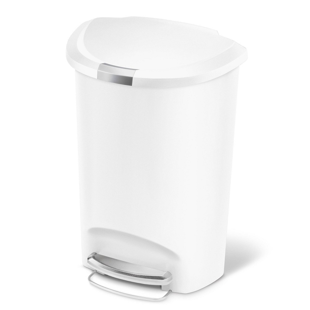 Photos - Waste Bin Simplehuman 13 Gallon Semi Round Kitchen Step Trash Can White Plastic with 