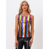 INSPIRE CHIC Women's U-Neck Stretchy Slim Fit Shiny Sparkly Metallic Tank Top - 3 of 4