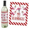 Big Dot of Happiness Flamingle Bells - Tropical Flamingo Christmas Decorations for Women and Men - Wine Bottle Label Stickers - Set of 4 - 3 of 4