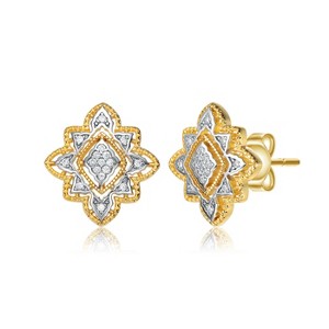 Guili 14K Gold Plated Cubic Zirconia Floral Stud Earrings for Elegant and Stylish Jewelry with Sparkling Details for All Occasions - 1 of 3