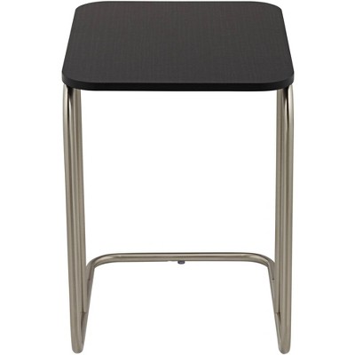 Modern Dark Oak and Brushed Nickel Rectangular Side Table