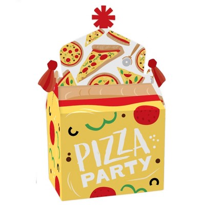 Big Dot of Happiness Pizza Party Time - Treat Box Party Favors - Baby Shower or Birthday Party Goodie Gable Boxes - Set of 12