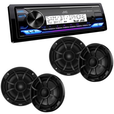JVC KD-X38MBS Marine Digital Media Receiver w/ Bluetooth, USB, SiriusXM Ready w/ 2 Pairs Wet Sounds RECON6-BG 6.5" Marine Coax Speakers