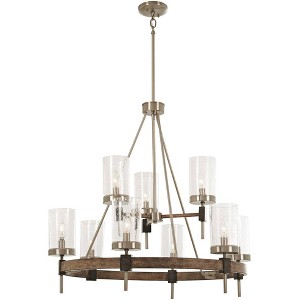 Minka Lavery Nickel Gray Chandelier 32" Wide Farmhouse Seeded Glass Shade 9-Light Fixture for Dining Room House Foyer Kitchen Home - 1 of 3