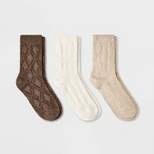 Women's 3pk Textured Argyle Crew Socks - Universal Thread™ 4-10