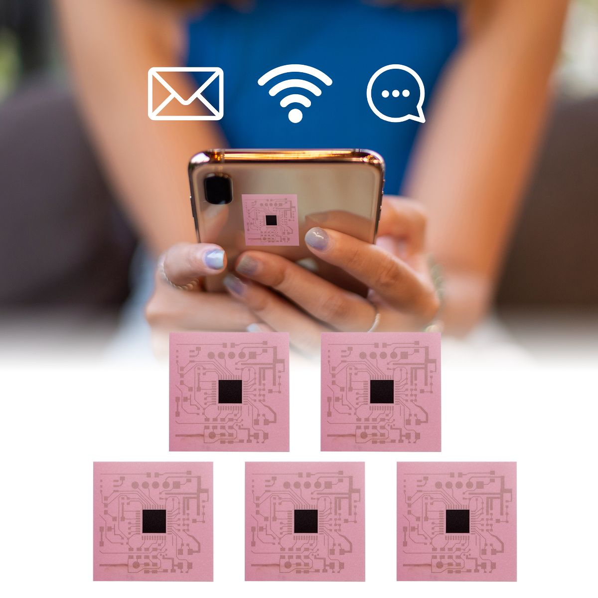 Unique Bargains Square Cell Phone Booster Pink 5pcs - thumbnail 5