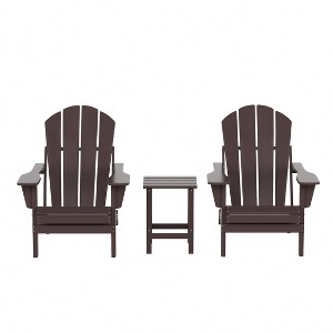 WestinTrends Malibu HDPE Outdoor Patio Folding Poly Adirondack Conversation Set (3-Piece) - 1 of 4