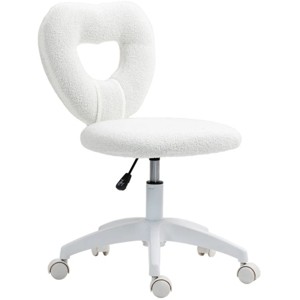 TopComfy Accent Chairs Office Task Chair Heart Chair with Swivel Wheels Comfortable Seating Comfortable Chair for Office, White, 22"*17.7"*34.6" - 1 of 4