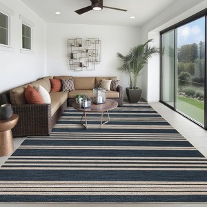 Washable Modern Stripe Accent Rug, Non Slip Non Shedding Carpet, Foldable Low Pile Mat for Laundry Bedside Bedroom Living Room - 1 of 4