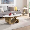 Faux Marble and Metal Oval and Round Nesting Coffee Table Set of 2 with Sturdy Construction and Elegant Design - 3 of 4