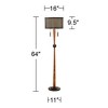 Franklin Iron Works Modern Mid Century Farmhouse Rustic Floor Lamp 64" Tall Bronze Cherry Wood Metal Cream Double Drum Shade for Living Room Reading - 4 of 4