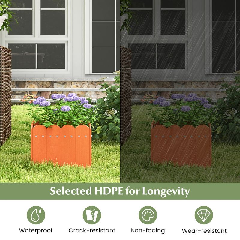 Tangkula 2 Pack Square Planter Box Weather-Resistant HDPE Flower Pot Garden Bed, 5 of 10