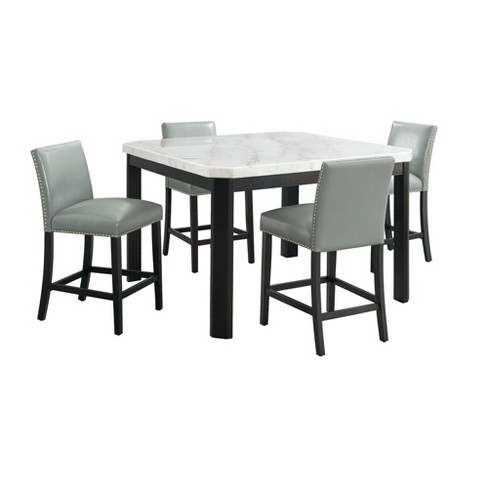 5pc Celine Square Counter Height Dining Set With 4 Side Chairs