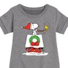 - Peanuts - Snoopy & Woodstock House Sleigh Graphic Short Sleeve Fleece Dress - 2 of 4