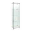 MAYEERTY LED Lights Glass Display Cabinet 4 Shelves with Door Floor Standing Curio 64.7x16.7x14.3 Inches Living Room Bedroom Office White - 3 of 4