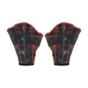 Unique Bargains Swimming Diving Resistance Webbed Training Printing Aquatic Gloves 1 Pair - 1 of 4