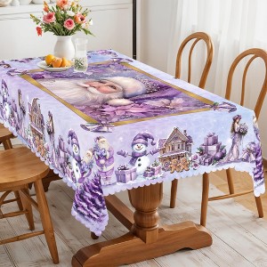 LOVEVOOK Merry Christmas Tablecloth, Christmas Tree Tablecloth, Stain Resistant Dining Table Cover for Holiday Decor - 1 of 4
