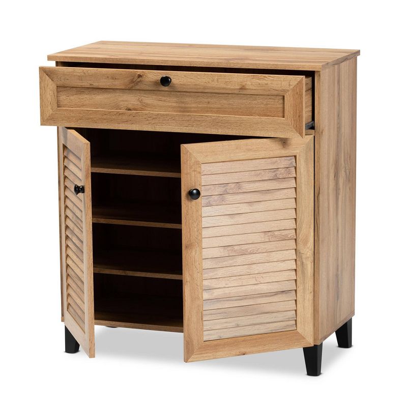 Coolidge Wood 1 Drawer Storage Cabinet Oak Brown - Baxton Studio, 3 of 14