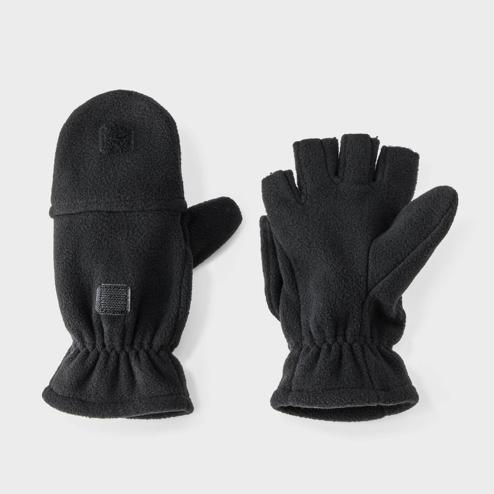 Boys' Fleece Fliptop Gloves - Cat & Jack™ Black 4-7