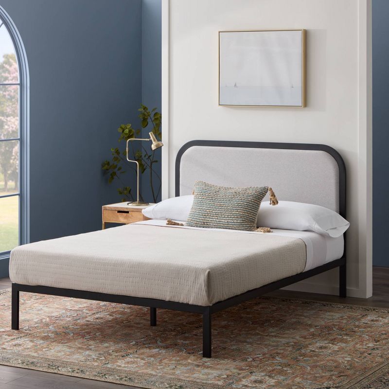 Molly Metal Bed Frame with Rounded Upholstered Headboard - Brookside Home, 4 of 9