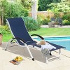 Outdoor Aluminum Adjustable Chaise Lounge with Armrests - Navy - Crestlive Products - image 2 of 4