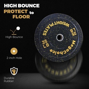 2 Pieces Rubber Barbell Plates - High Elasticity, Silk Screen Printing, 2 Inch Inner Diameter, Weightlifting and Strength Training Plates - 1 of 4