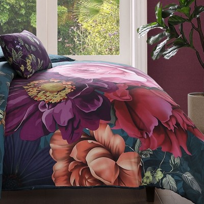 Bebejan Vibrant 100% Cotton Sateen 5 Piece Floral Reversible Comforter Set, All Season Bedding Set - Queen — фото 6