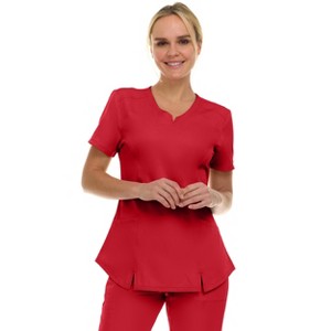 Medichic Scrubs Women's V-Neck Notch Fashion Stretch Scrub Top with Two Pockets, Flex Easy Care Fabric - 1 of 4