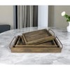 HomeRoots Set of Three Dark Brown Wood Trays With Handles - 2 of 4