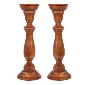 Mela Artisans Tuli Set of 2 Brown Finish Candlehodlers - 1 of 4