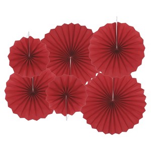 Unique Bargains Round Wall Decoration Hanging Paper Fans Party Set 6 Pcs - 1 of 4