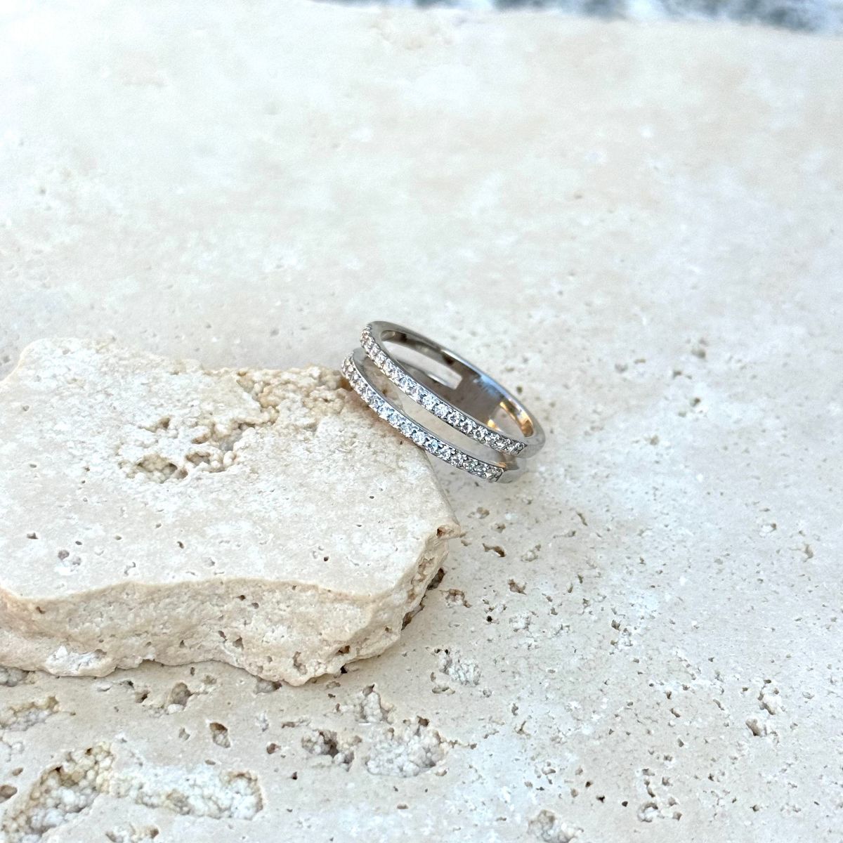 Adornia Silver Plated CZ Double Band Ring - thumbnail 3