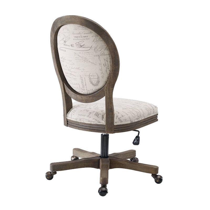 Erin Traditional Wood Frame Swivel Office Desk Chair Rustic Script - Linon, 3 of 10