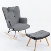 35.5-inch rocking chair, cotton and linen cushioned gliding chair with high backrest armrests, living room and bedroom - 4 of 4