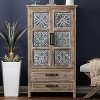 LuxenHome Farmhouse Wood and Metal 2-Drawer 2-Door Storage Cabinet Gray - 2 of 4
