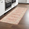 8' Salmon And Tan Floral Runner Rug - 2 of 4