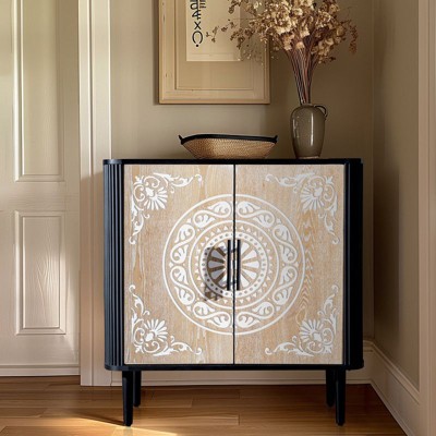 Karl Home Carved 31.5in.H Dining Sideboard and Buffet Bohemian Style Cabinet